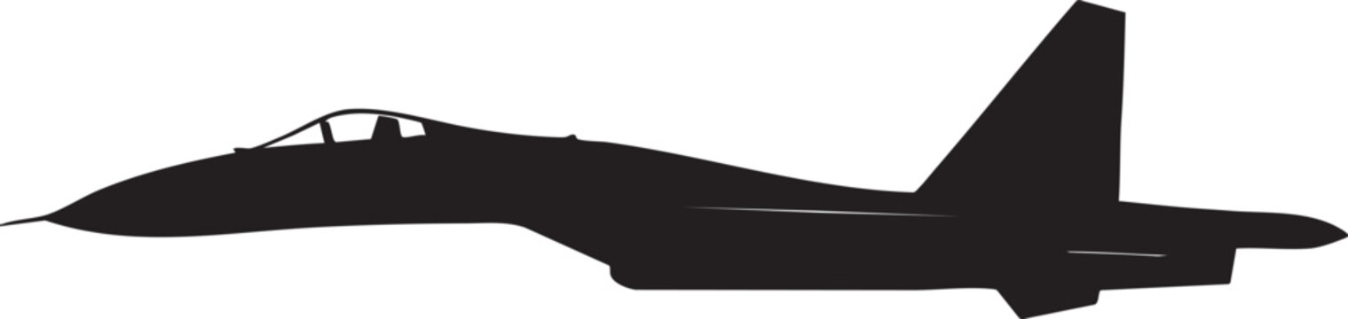 Sukhoi Su-35 Stealth Jet Black Vector Design