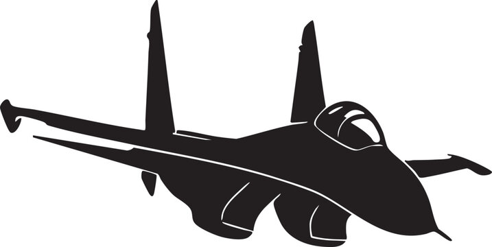Sukhoi Su-35 Stealth Jet Black Vector Design
