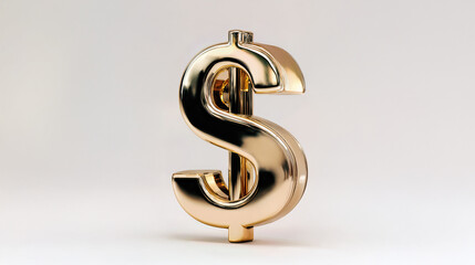 Gold dollar symbol isolated on white studio background