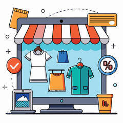 A shopping store winter fashion trends and personal style flat vector illustration