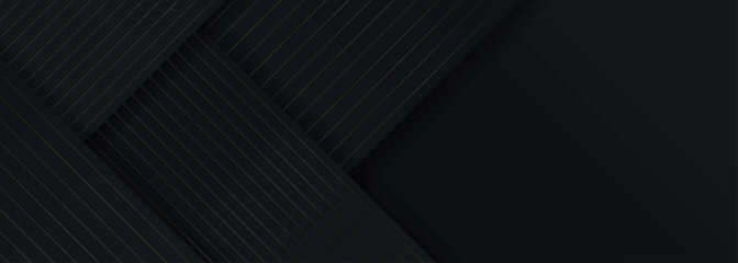 Dark abstract background with luxurious and shiny golden diagonal stripes decoration. Premium vector illustration for brochure, website, flyer, and banner.