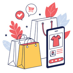 A shopping store winter fashion trends and personal style flat vector illustration