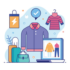 A shopping store winter fashion trends and personal style flat vector illustration