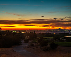 A dramatic Arizona sunset looking west across the Phoenix valley.