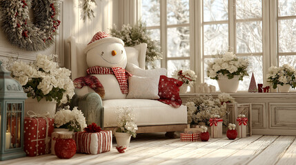 snowman  with crismas  gifts