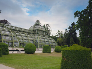 Travel to Vienna, Austria. a beautiful old greenhouse, an orangery in the park of the Schonbrunn Palace, founded in 1882,
