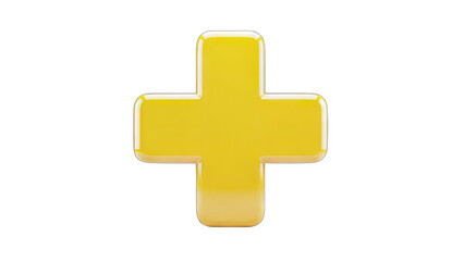 Yellow Plus Sign on White Background