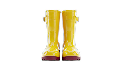 Yellow Rain Boots Isolated on White Background