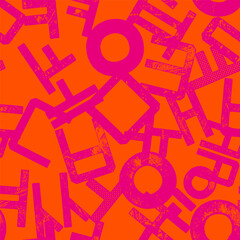 Korean alphabet Hangul orange seamless pattern. Graphic design for background, banner, poster, cover, invitation, fabric, header or brochure. Vector illustration