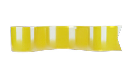 Yellow Ribbon Banner with White Stripes on White Background