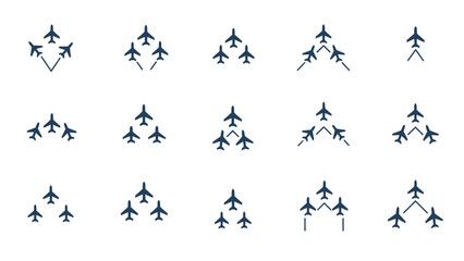 Airplane Icon Set in Flat Style for UI, Banner, Poster and Infographic