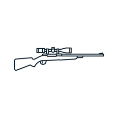 Simple line drawing of a rifle with scope