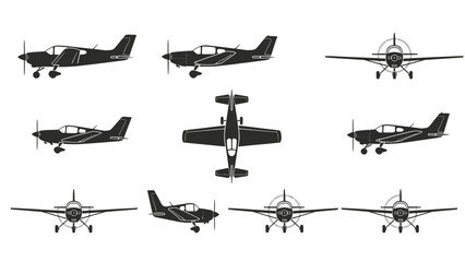 Airplane Icon Set in Flat Style for UI, Banner, Poster and Infographic