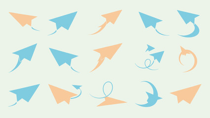 Airplane Icon Set in Flat Style for UI, Banner, Poster and Infographic