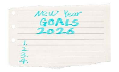 2026 goals list on transparent background. New year resolutions 2026 on white paper,New Year planning and resolution, goals, action, checklist, expectations concept.to do list on lined