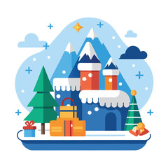 A shopping store winter fashion trends and personal style flat vector illustration