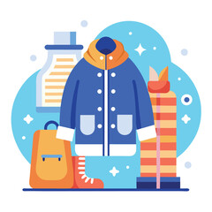 A shopping store winter fashion trends and personal style flat vector illustration