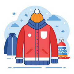 A shopping store winter fashion trends and personal style flat vector illustration