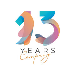 13 year anniversary company colorful template design
