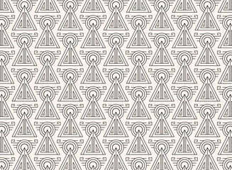 Elegant Seamless Geometric Line Art Pattern with Abstract Triangles and Circles