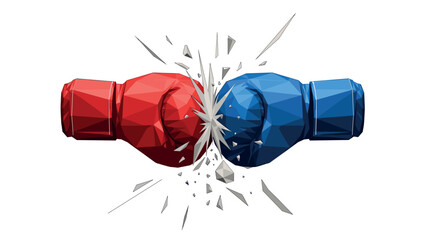 Geometric boxing gloves impact with shattering effect