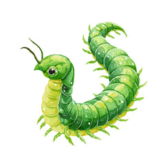 Watercolor isometric artwork featuring Centipede, presented on white background.