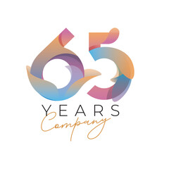 65 year anniversary company colorful template design
