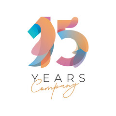 15-year anniversary company colorful template design