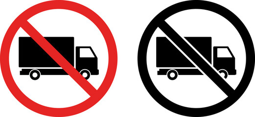 No Trucks Allowed Prohibition Sign: Delivery and Heavy Vehicle Restriction Icons © mohammad