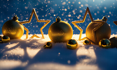Naklejka premium golden christmas ball. christmas card with snowman and snowflakes. christmas background with stars and snowflakes. Christmas garland on white