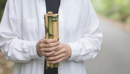 Obraz premium 竹と共に生きる日本人のイメージ, Image of Japanese people living with bamboo 