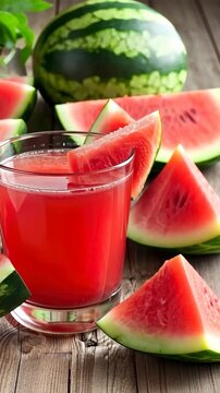 Enjoy a refreshing drink made from juicy watermelon slices, perfect for summer gatherings and relaxation moments