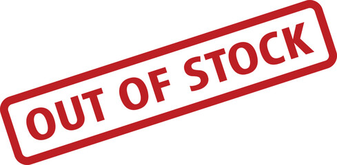 Isolated of a White Rectangle With an Out of Stock Notice in Red