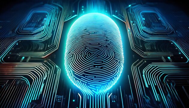 futuristic digital fingerprint for cyber security and circuit technology - Powered by Adobe