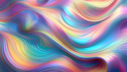 Obraz premium hypnotic abstract background with wavy flowing lines and an iridescent pearlescent gradient in holographic colors