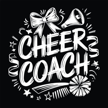 Cheer Coach Icon Megaphone And Pom Pom