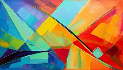 Fototapeta premium vibrant abstract geometric oil painting background