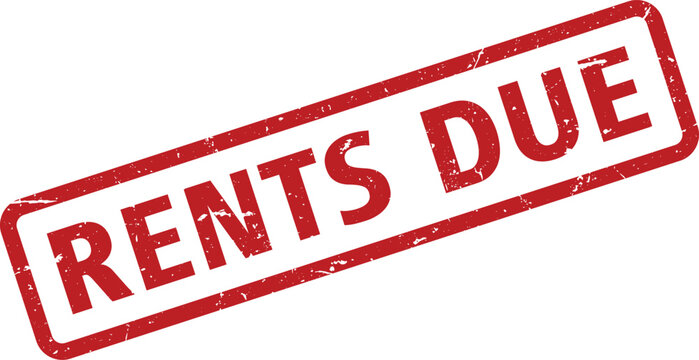 Distressed Red Rents Due Stamp Illustration Isolated on a White Background