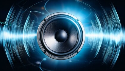 a dynamic shot of a car speakers in action with sound waves visually represented to convey the power and clarity of the audio system