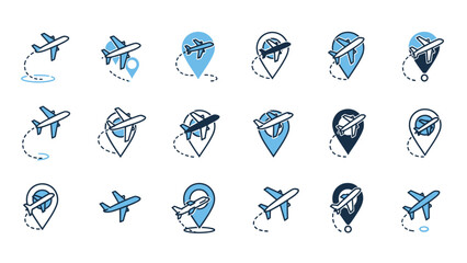 Airplane Icon Set in Flat Style for UI, Banner, Poster and Infographic