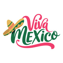 Viva Mexico lettering. Vector illustration on white
