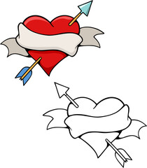 Arrow through a heart, with a banner