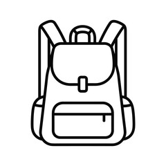 Simple black line drawing of a backpack