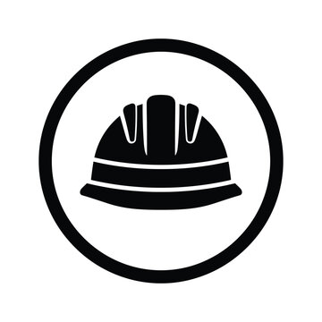 Safety hard hat icon in circle