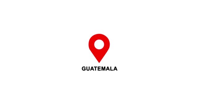 Guatemala country location pin animation. GPS tracking map pointer icon with alpha channel and white background, 4K video.