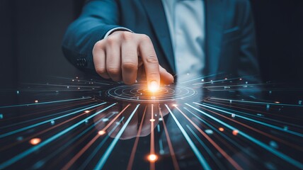 hand of business man working with digital tablet