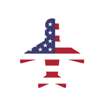 Usa Flag Airplan In Icon