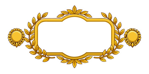 Classic golden frame with laurel wreaths, vector