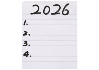 2026 goals list on transparent background. New year resolutions 2026 on white paper,New Year planning and resolution, goals, action, checklist, expectations concept.to do list on lined