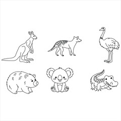 Set of cartoon animal vector silhouettes in a wildlife collection